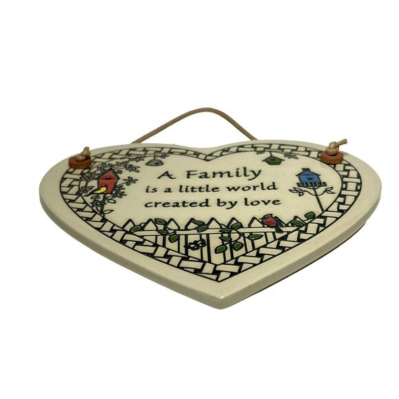 Trinity Pottery Heart-Shaped Ceramic Wall Plaque Family Birdhouses - Picture 2 of 8